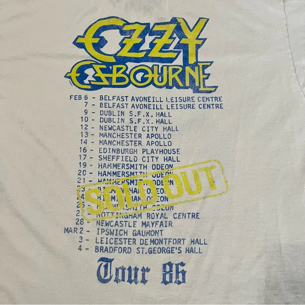 Ozzy Osbourne The Ultimate Sin Tour '86 Graphic Tee - Modern Reprint - XL - Picture 4 of 12